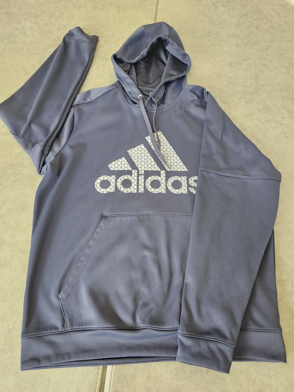 adidas Men's Hooded Logo Pullover Sweatshirt - Navy Size Xl